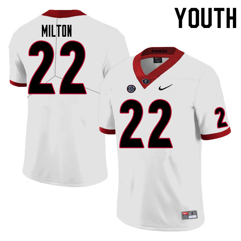 Youth #22 Kendall Milton Georgia Bulldogs College Football Jerseys Sale-White
